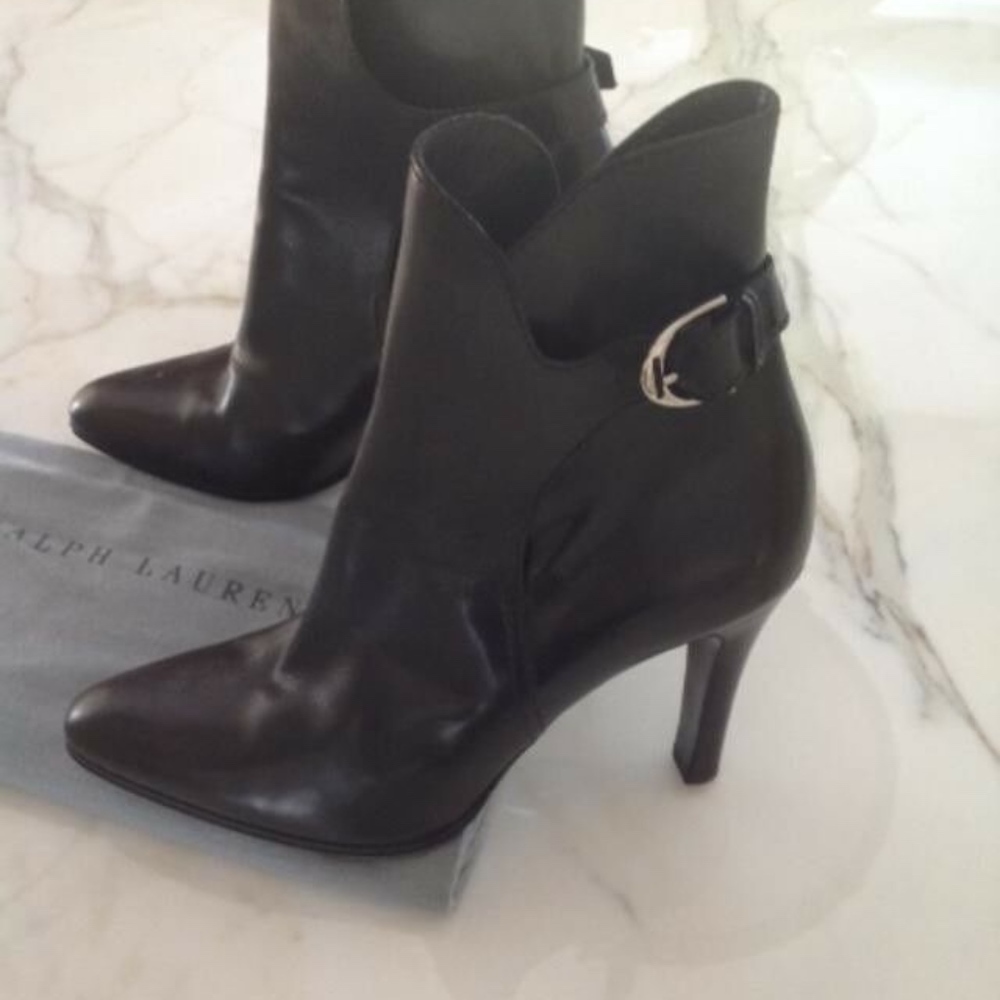 Ralph Lauren "Chime" Black Calf Boots "Pre-Owned"